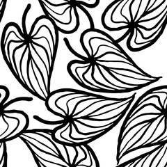 Nature seamless vector pattern with hand drawn twig, tree branch with leaves, tropical summer time. Ecological rural theme for poster print, wrapping paper, wallpaper, clothes textile, fabric design. © Berolina
