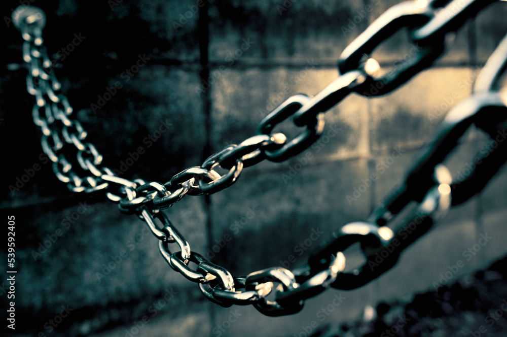 Poster photo of a chain of images of blockchain technology.