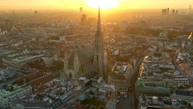 Aerial Drone Timelapse - Sunrise over Vienna Austria