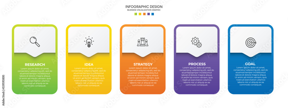Leinwandbilder steps business data visualization timeline process infographic template design with icons