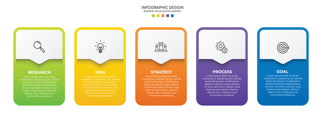 Steps business data visualization timeline process infographic template design with icons