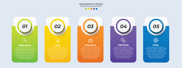 Steps business data visualization timeline process infographic template design with icons