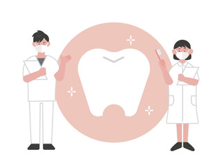 歯科衛生士と歯磨きのイラスト