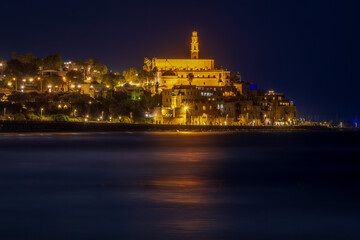Fototapeta na wymiar St. Peter's Church in Old Jaffa Israel at night