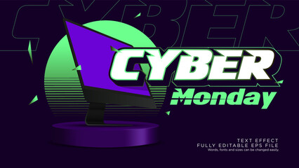 Gradient Futuristic Retro Cyber Monday Text Effect Font Type