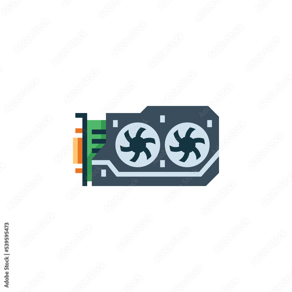Poster gpu vector icon. computer component icon flat style. perfect use for logo, presentation, website, an