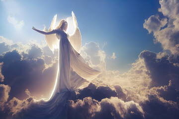 angel in heaven - obrazy, fototapety, plakaty