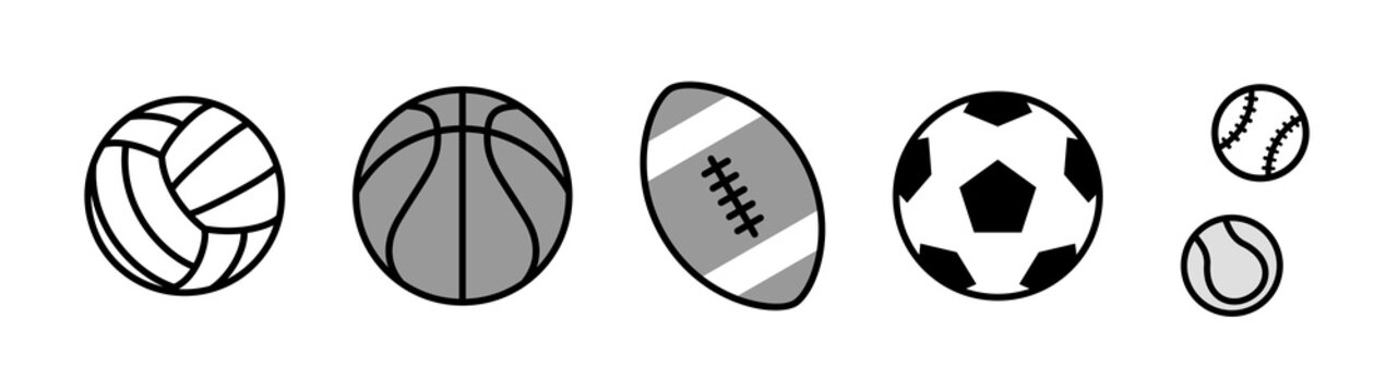Various sports balls icon set