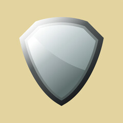 Silver shiny shield protection emblem vector