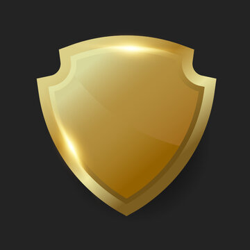 Golden shield emblem badge vector