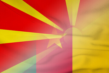 Obraz premium Macedonia and Cameroon official flag international contract KHM