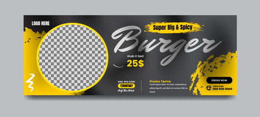 Delicious food menu social media cover timeline template