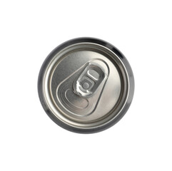 Aluminum can isolated on white, top view