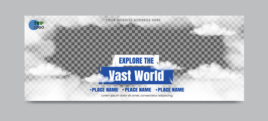 Travel and adventure agency social media timeline cover. Social media web header banner template.