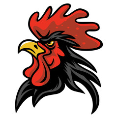 Rooster Head Angry Fierce Sports Mascot Logo Cartoon Design Illustration Vector © Reni