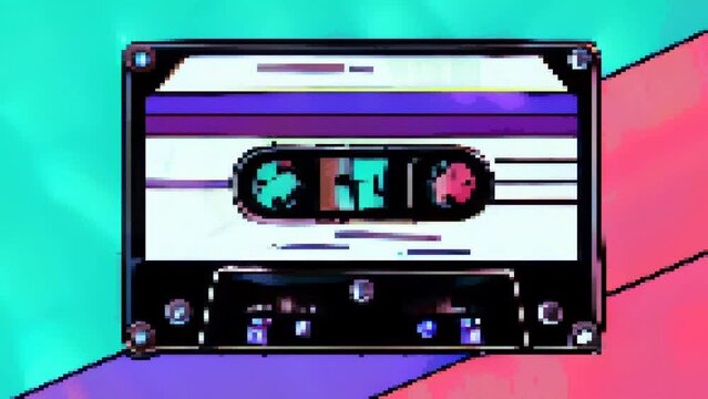 Audio Cassette Tape Retro Motion Pixel Art Animation Gif 80s 90s