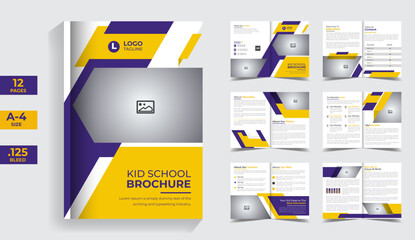 Kid School Education company bi-fold brochure template