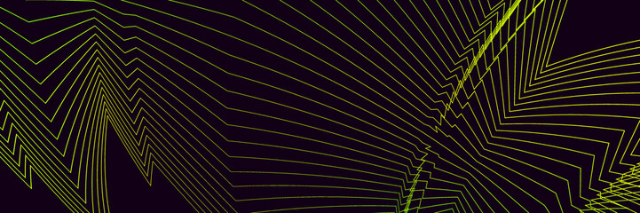 Abstract black background with yellow and green lines