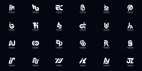 Collection full set abstract combine letter a - z monogram logo design - obrazy, fototapety, plakaty