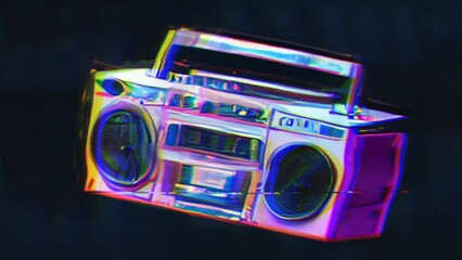 Music Boom Box 80s 90s Retro Radio Glitch Loop Animation