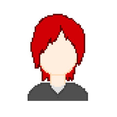 Pixel art man with red hair.