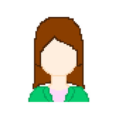 Woman with brown hair in pixel art