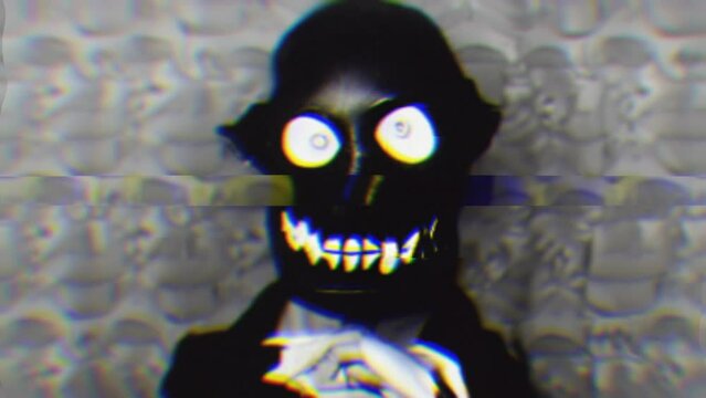Spooky Retro Face Mask Horror Animation Glitch Loop