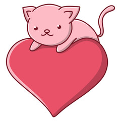 cat with heart illustration