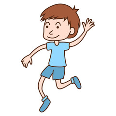 Obraz premium cartoon character cute happy boy drawing kids