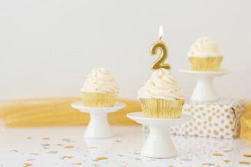 Birthday Candle 2 on Vanilla Cupcake