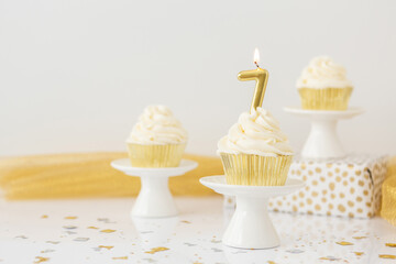 Birthday Candle 7 on Vanilla Cupcake