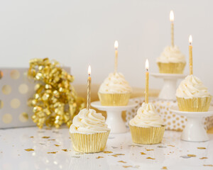 Birthday Candles on Vanilla Cupcakes