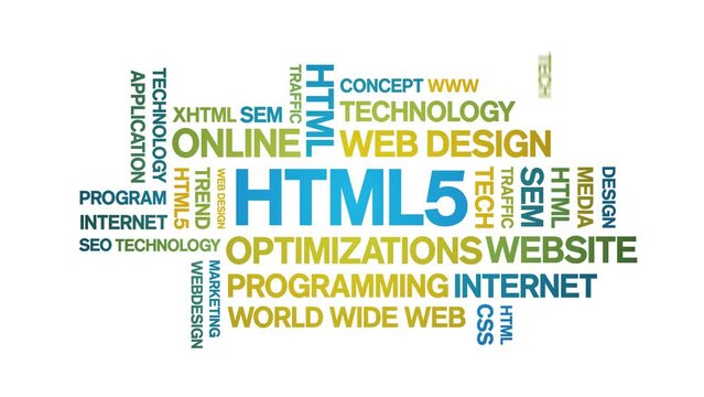 HTML5 animated tag word cloud;text design animation kinetic typography seamless loop.
