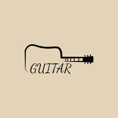 guitar line art logo, icon and symbol, vector illustration design