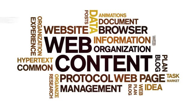 Web Content animated tag word cloud;text design animation kinetic typography seamless loop.
