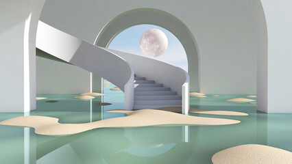 Fototapeta na wymiar Desert in the room. 3D illustration, 3D rendering