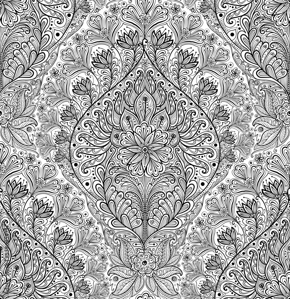 Wall mural A collection of zentangle seamless patterns, made from doodle shapes, flowers, and lace lines. Designed easy to use, tileable, and editable great for background, branding, and print projects.