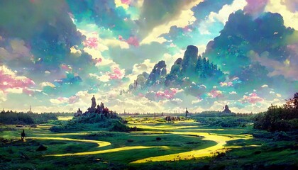イラスト 城 ファンタジー 森 泉 カラフル