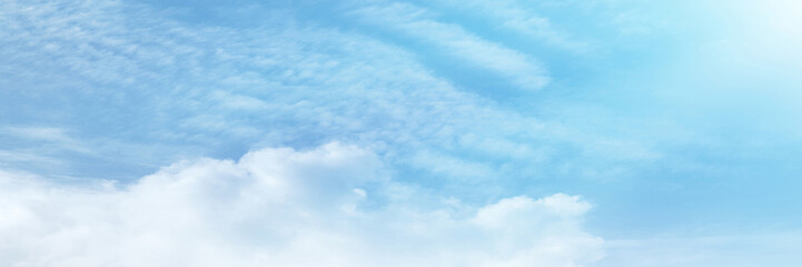 Blue sky with white cloud. The summer heaven is colorful clearing day Good weather and beautiful nature in the morning.