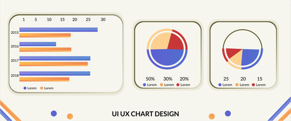 Statistical infographic elements for website, charts, graphs, UI, UX. Info chart elements. data analytics. Modern dashboard. Finance, web, mobile apps. interface, presentation template