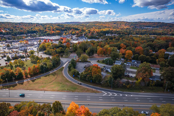 Aerial Drone of Autumn in Mahwah New Jersey 