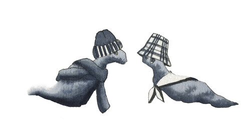 Ink hand drawing fashion boogers in love 