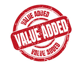 square grunge red value added stamp