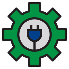 Electric gear color line style icon