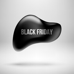 Black friday abstract badge, premium luxury bubble button template with reflex, realistic shadow and white studio background for logo, design concepts, banners, web, prints. Vector illustration. - 539607631