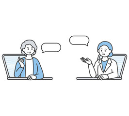 オンライン診療のイメージイラスト素材