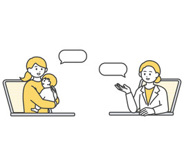 オンライン診療のイメージイラスト素材