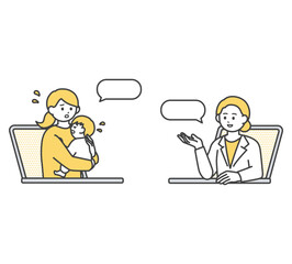 オンライン診療のイメージイラスト素材