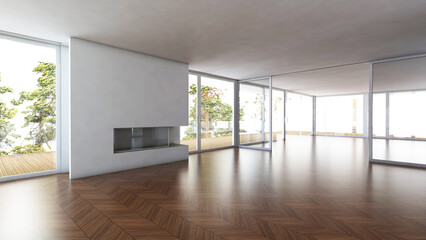 Empty room with Wall Background. 3D illustration, 3D rendering	
