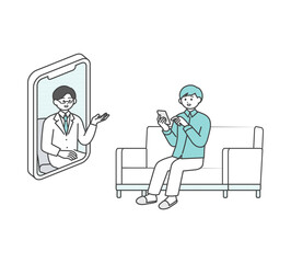 オンライン診療のイメージイラスト素材